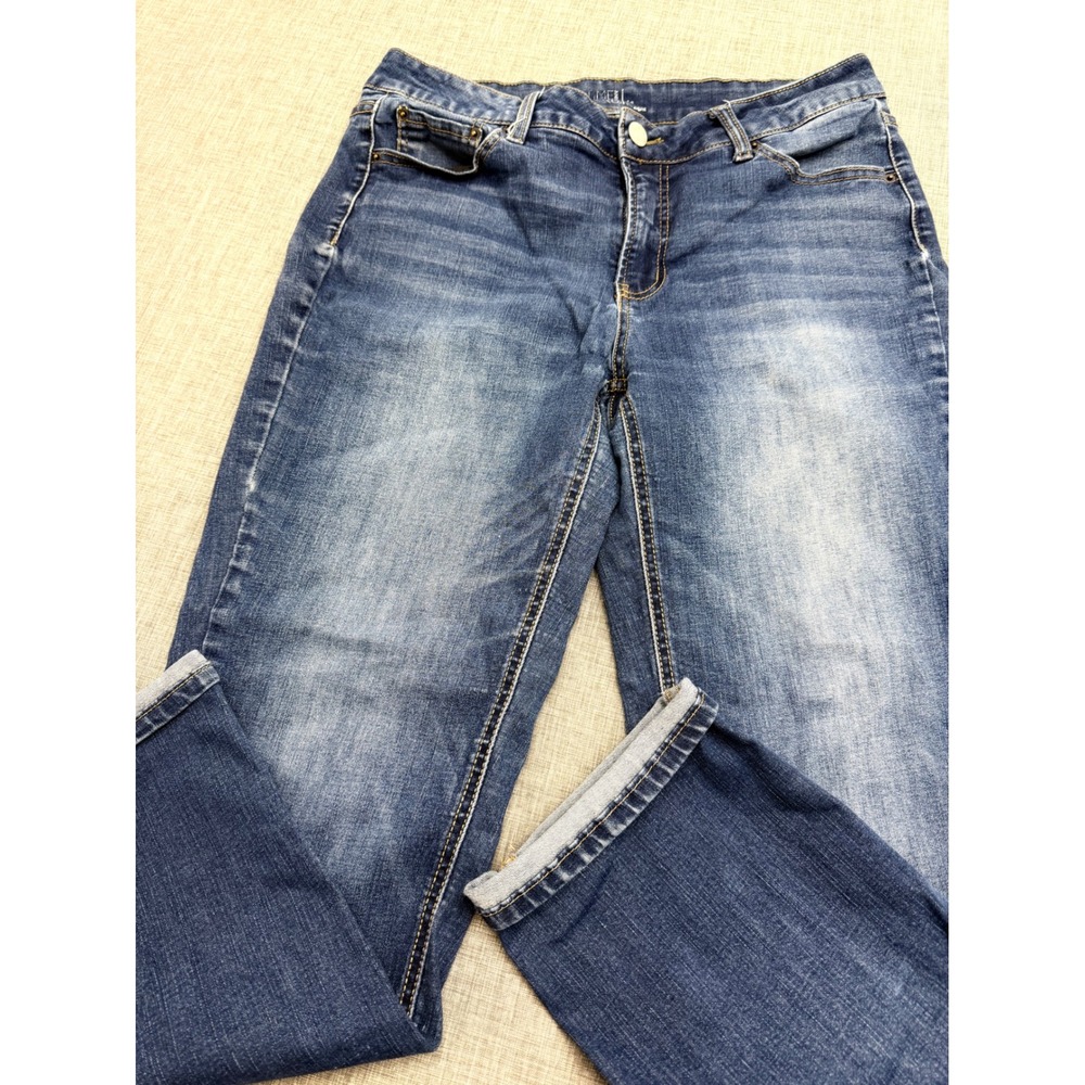 Time and Tru Straight Leg Jeans Women 14 Dark Wash Blue Stretch TT3210002814